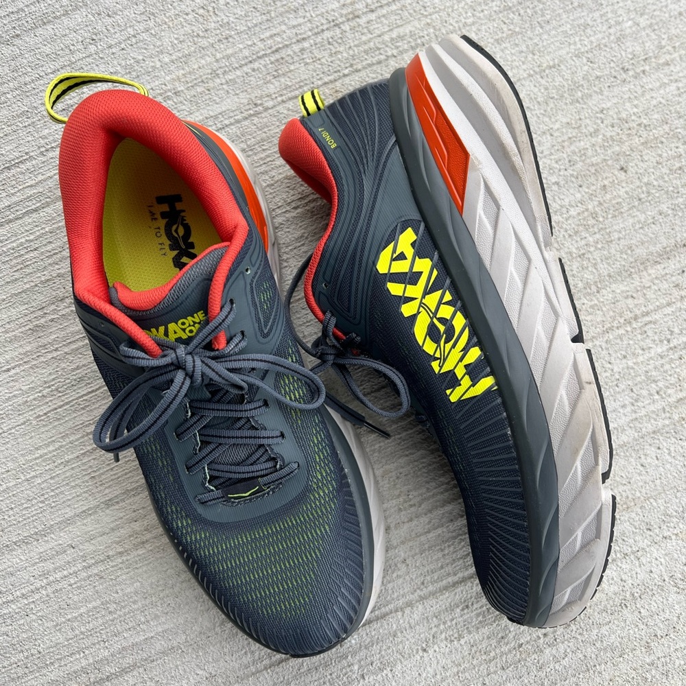 Hoka One One Bindi 7 Men’s 8.5 Gray Orange Yellow